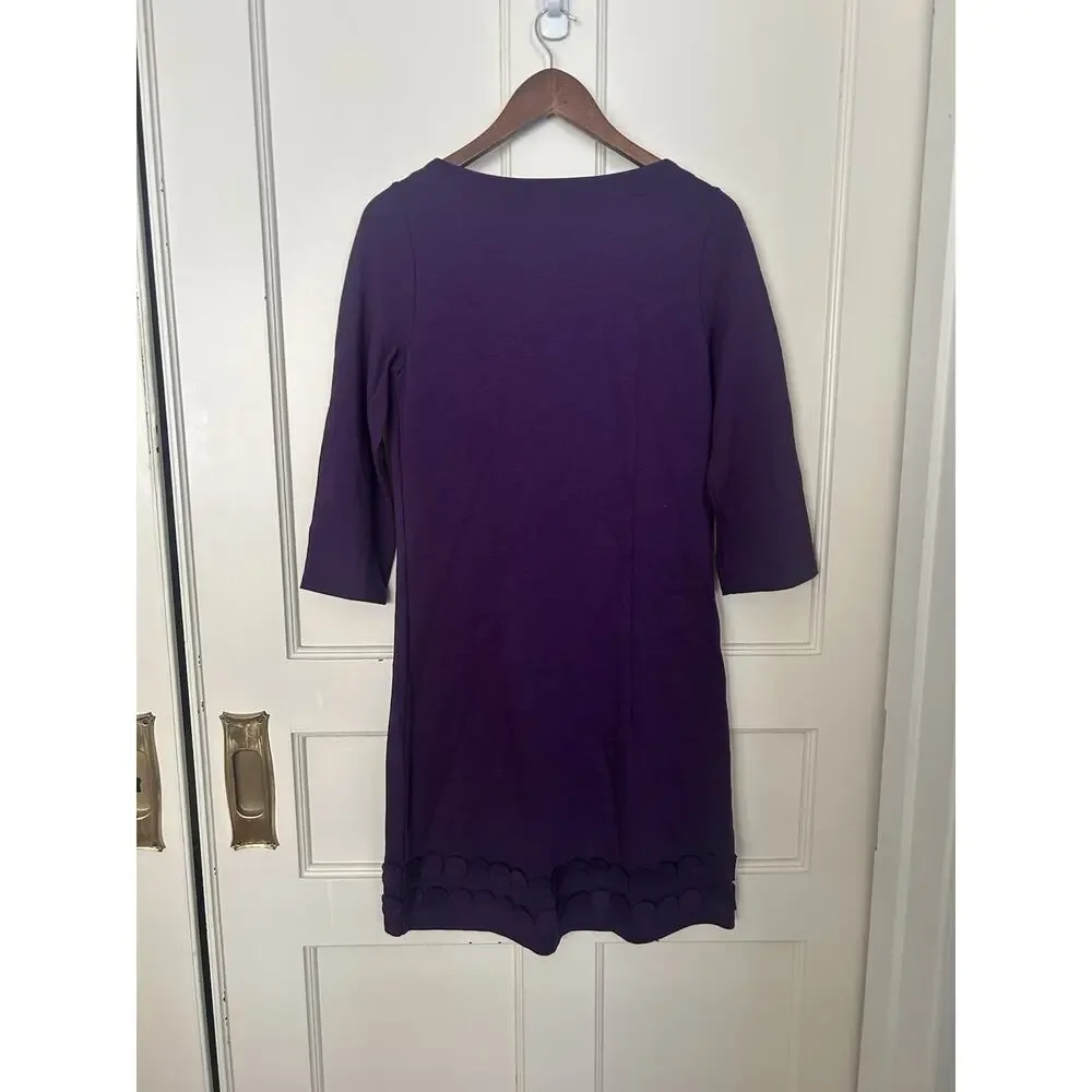 Boden Round Neck Sheath Dress Womens Size 8 Purple Classic Preppy Office